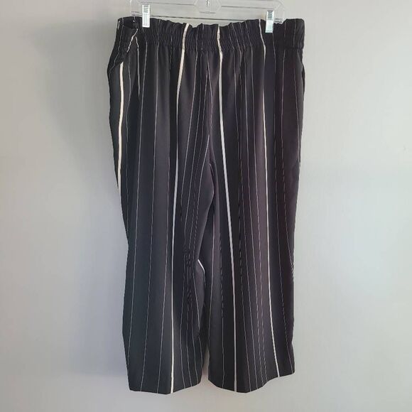 Worthington NWOT wide leg pants striped drawstring waist lightweight coastal - Picture 2 of 11